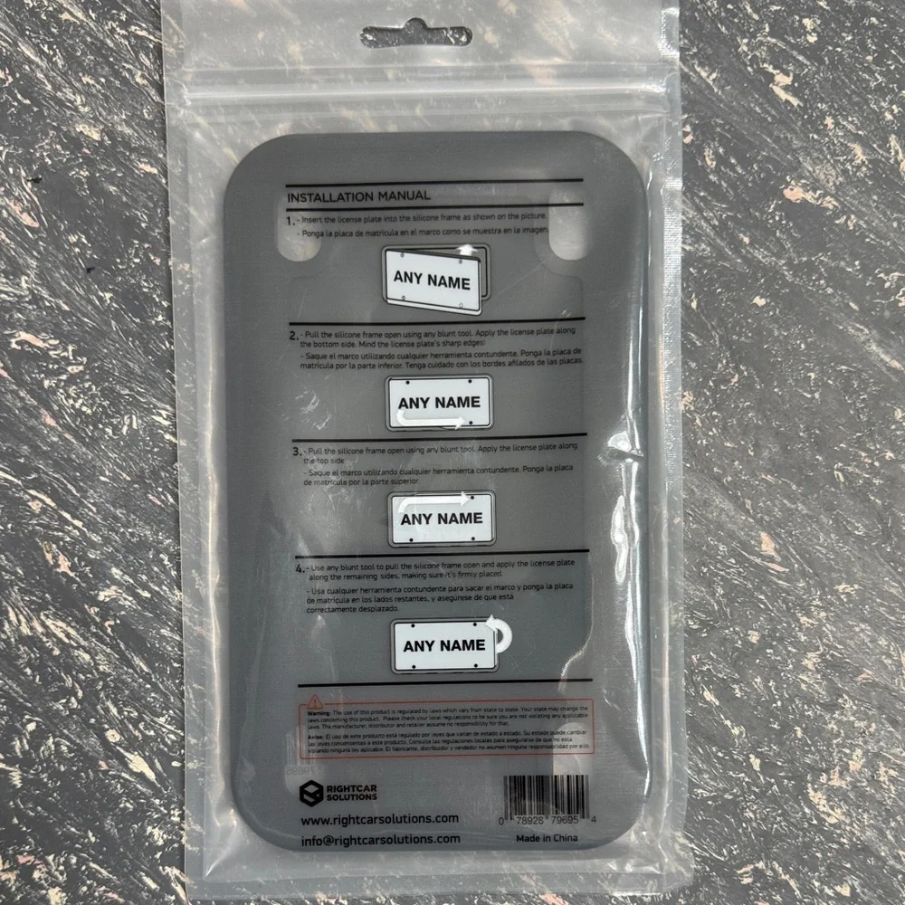 Black Silicone Motorcycle License Plate Frame